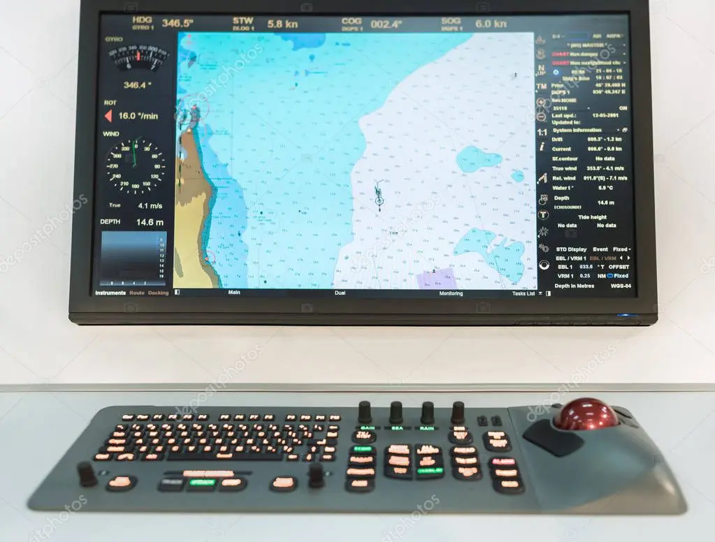 Marine electronics panel on a boat