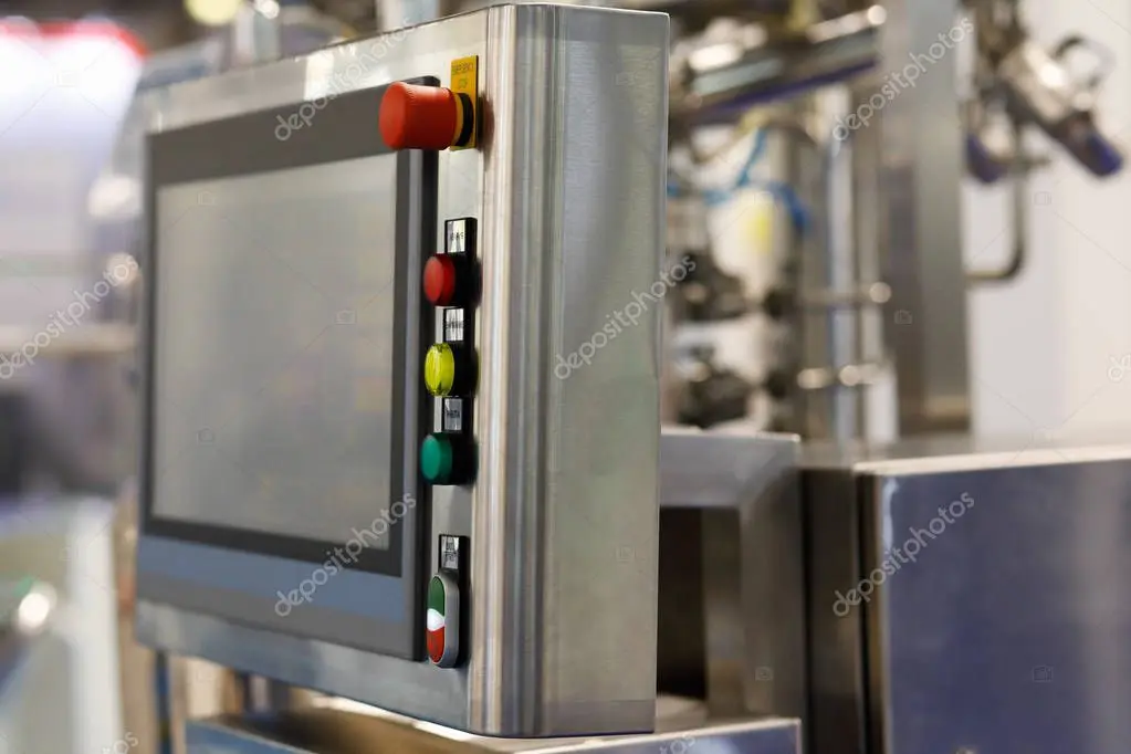 Industrial HMI touchscreen on control panel
