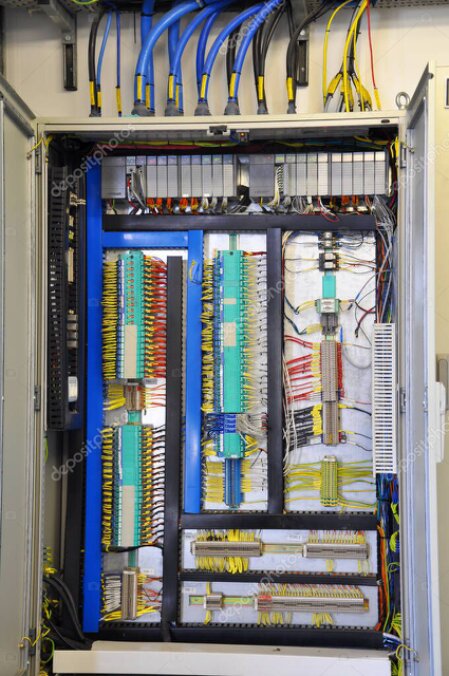 Industrial control panel and PLC equipment representing JBE Hitech background
