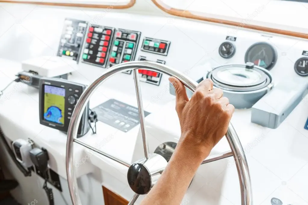 Marine VHF radio on boat