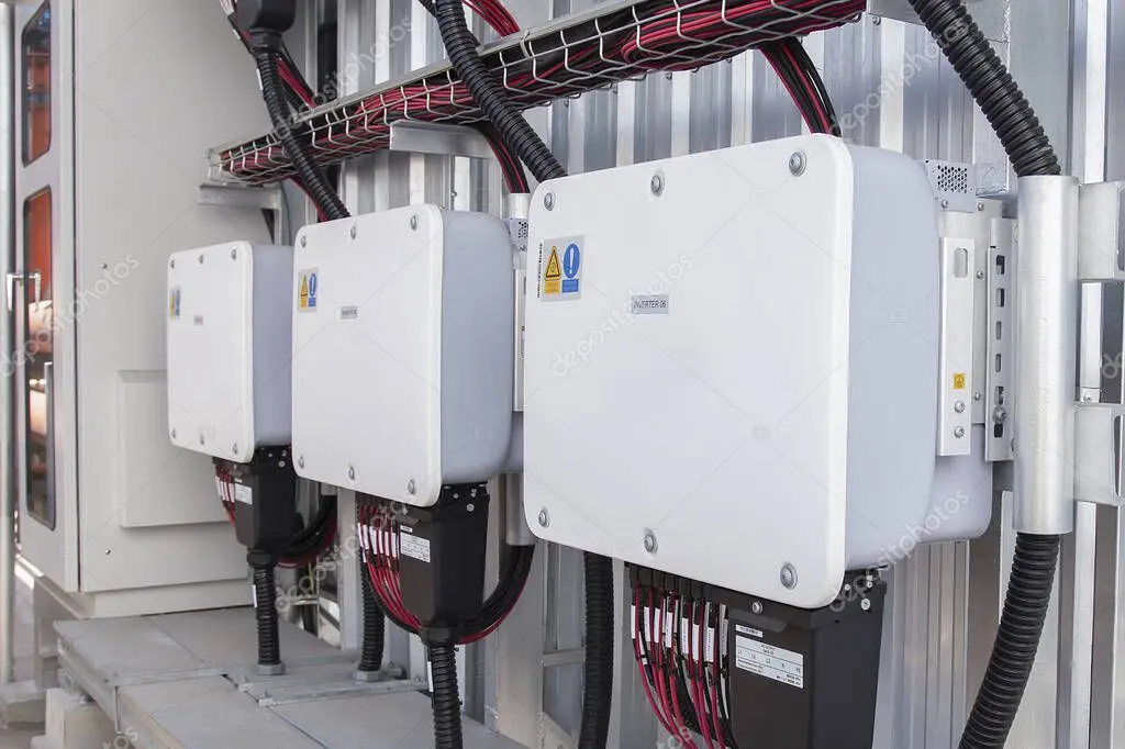 Grid-tied solar inverter on wall