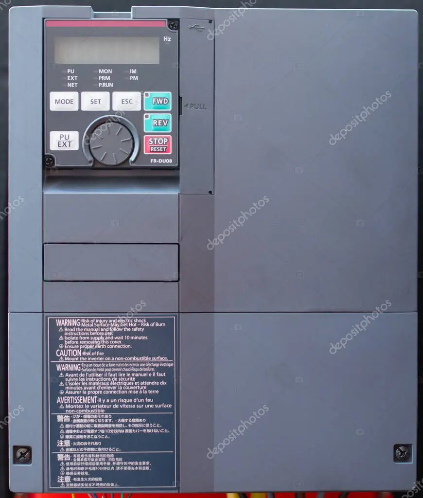 Industrial drive inverter on panel