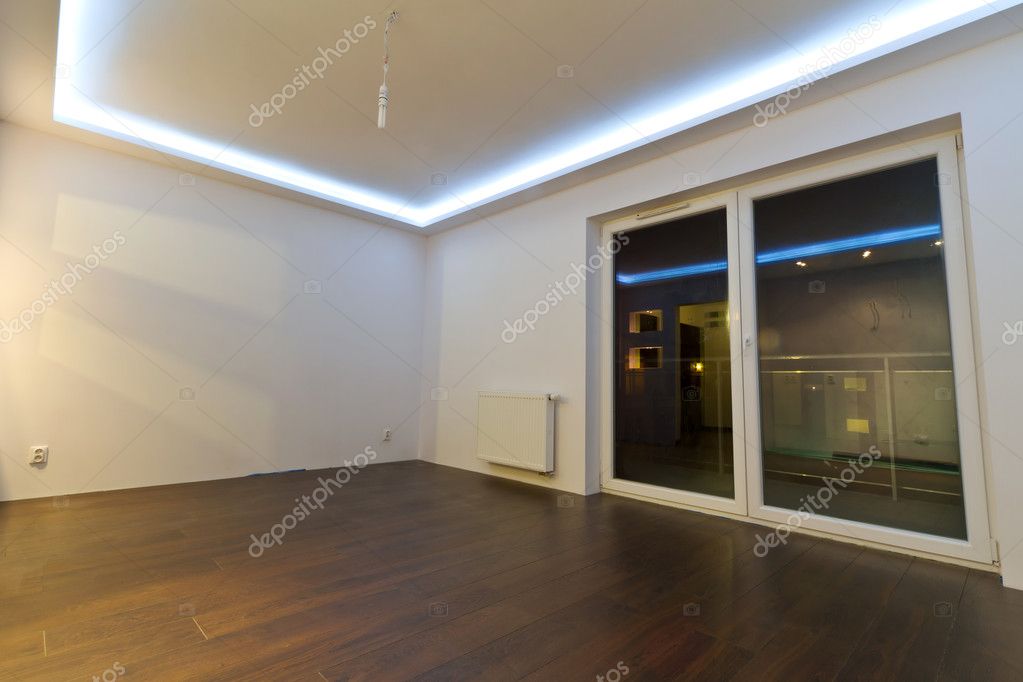 Dimmed LED lighting in a modern living room